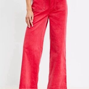 LOFT Palmer Wide Leg Vibrant Red Corduroy Trousers